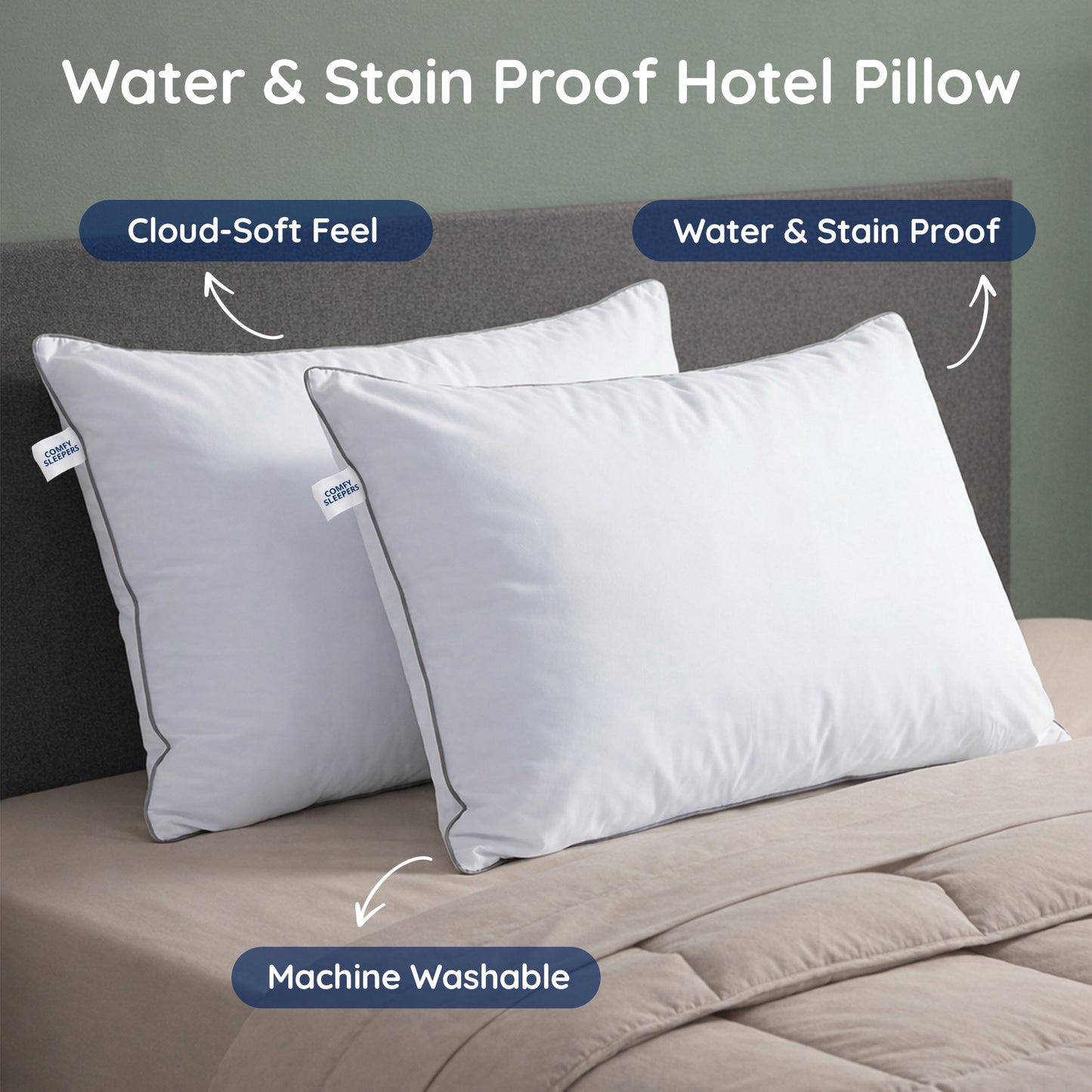 Luxury Hotel Pillow -  Waterproof & Stain-Resistant