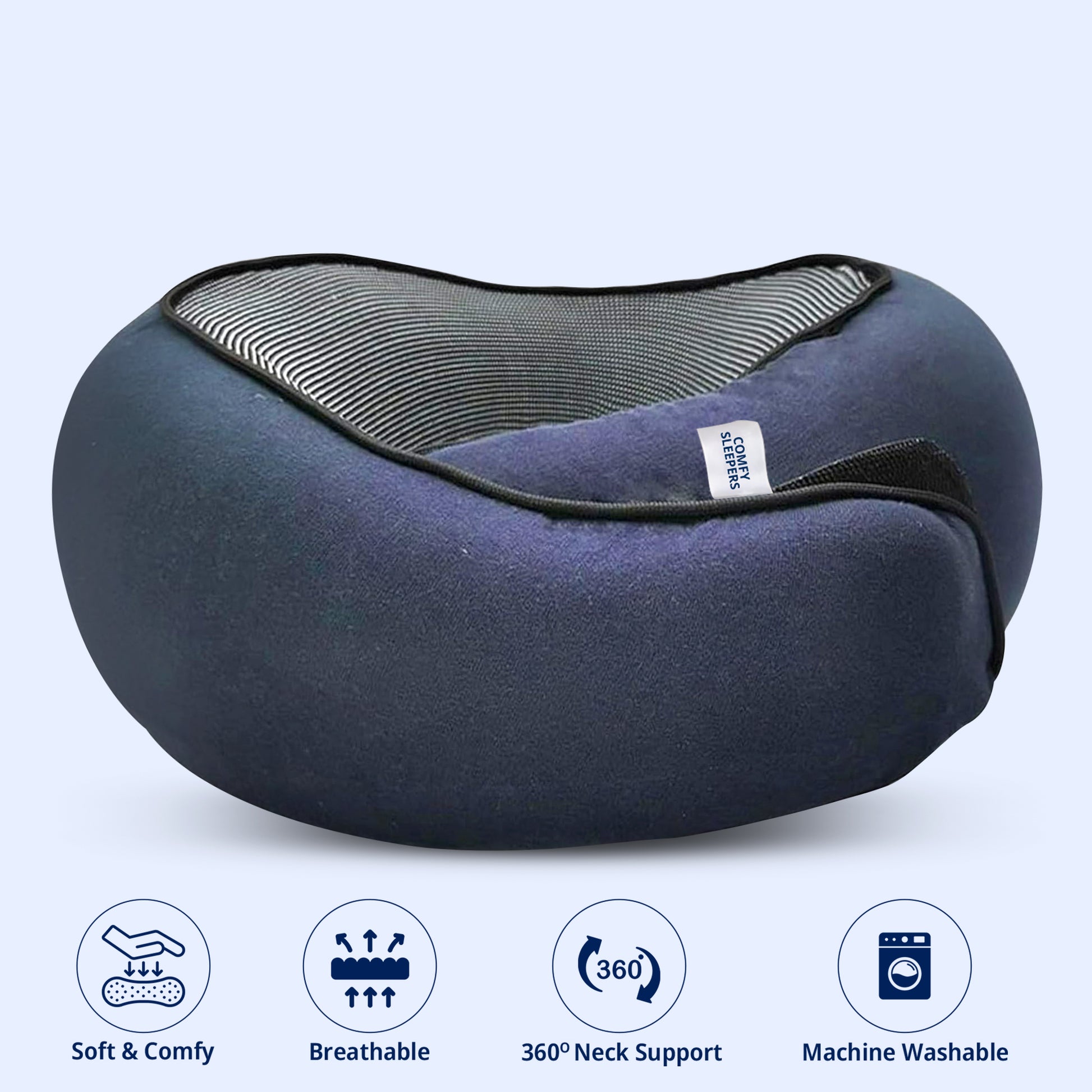 Travel Pillow for Neck, Head and Shoulder Support Blue