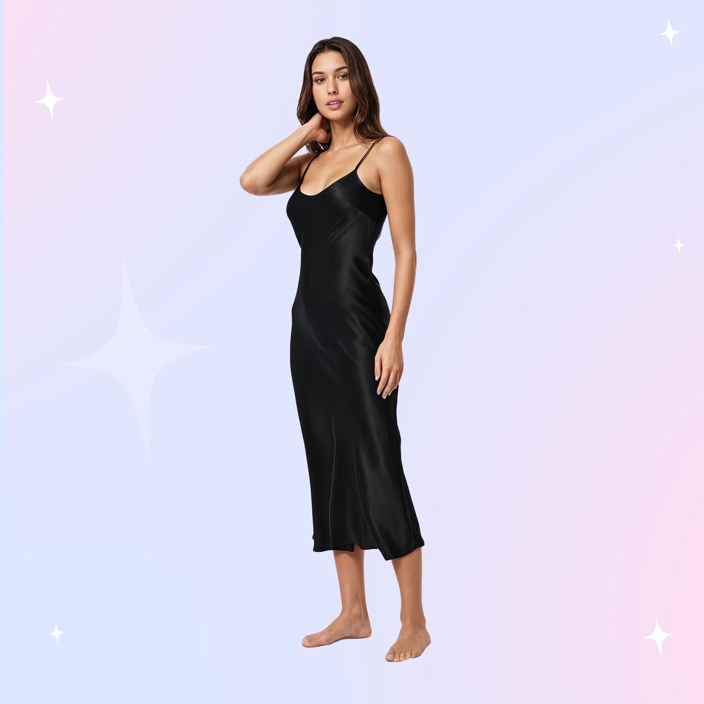 Silk Flowy Nightgown - Nightwear & Dress