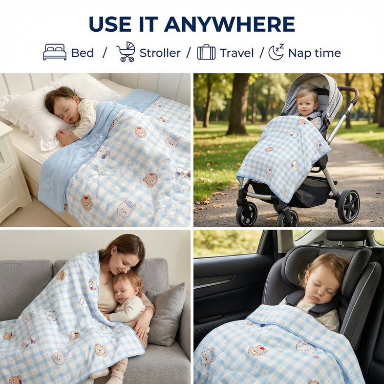 Kids and Toddlers Ice Cooling Calming Blanket - Reversible Dual-sided Design - Buy 1 Get 1 FREE