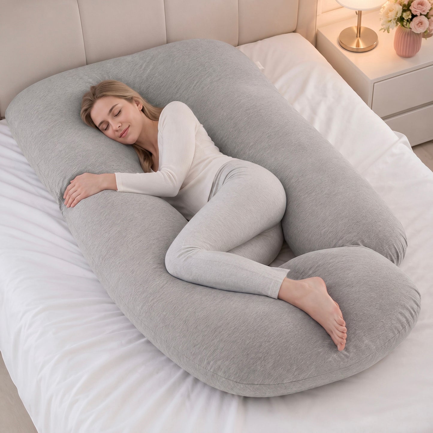 Cuscino Maternità a Forma di U - Indispensabile per Comfort Regolare e Sonno in Gravidanza
