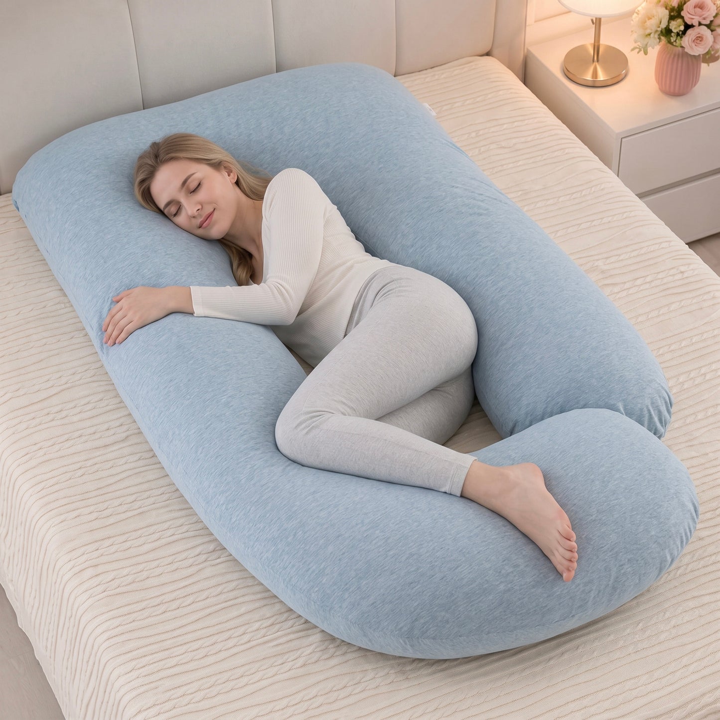 Cuscino Maternità a Forma di U - Indispensabile per Comfort Regolare e Sonno in Gravidanza