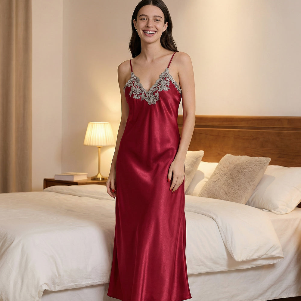 Silk Flowy Nightgown - Nightwear & Dress