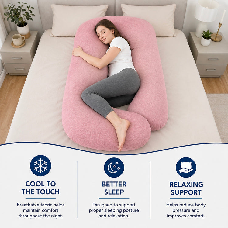 Cuscino Maternità a Forma di U - Indispensabile per Comfort Regolare e Sonno in Gravidanza